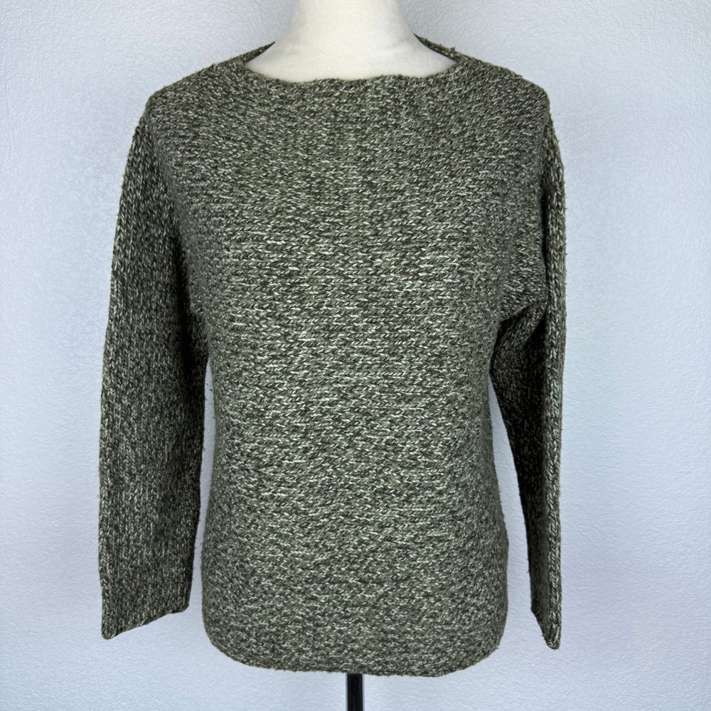 Jones New York Sport Womens Wool Blend Sweater Size M Textured Long Sleeve Green